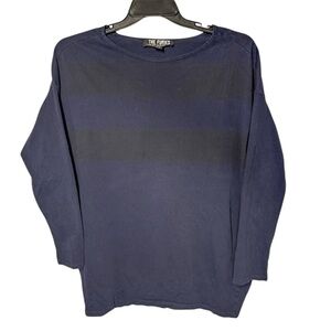 The Furies by Rikke Korff Oversized Navy Striped Cotton Long Sleeved Tee Sz S